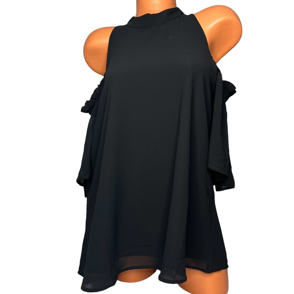 ee:some Womens Black Halter Cold Shoulder Blouse Size Medium